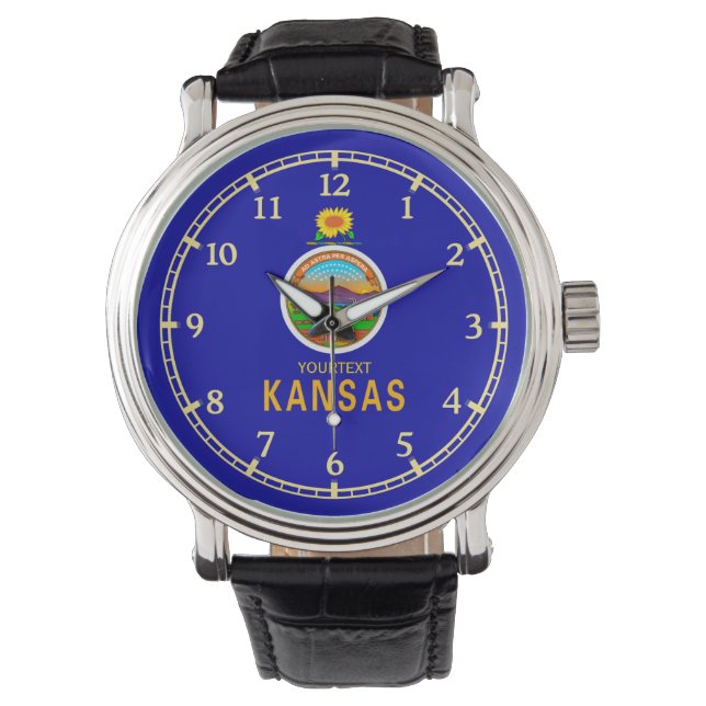 Personlig Kansas Statlig flagga Design Armbandsur (Framsida)