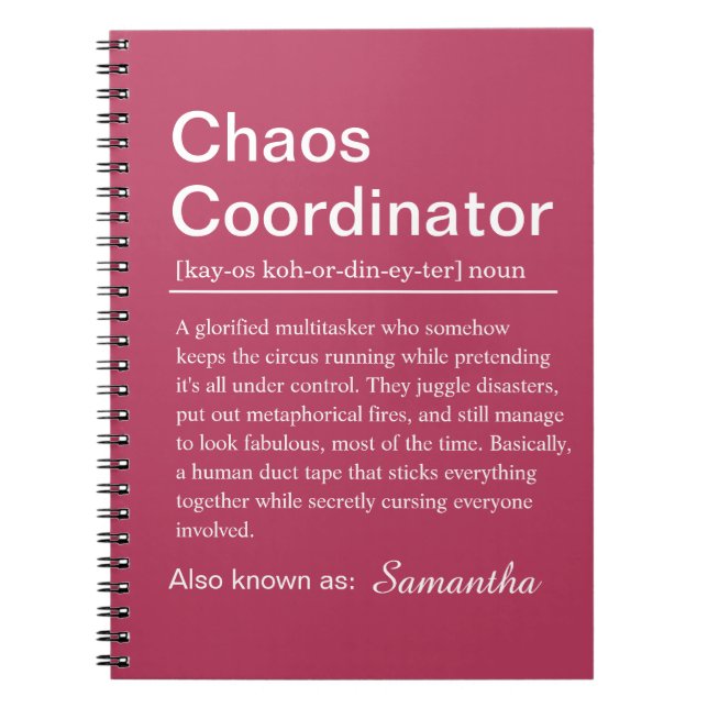 Personlig kaoskoordinator definition anteckningsbok (Framsidan)