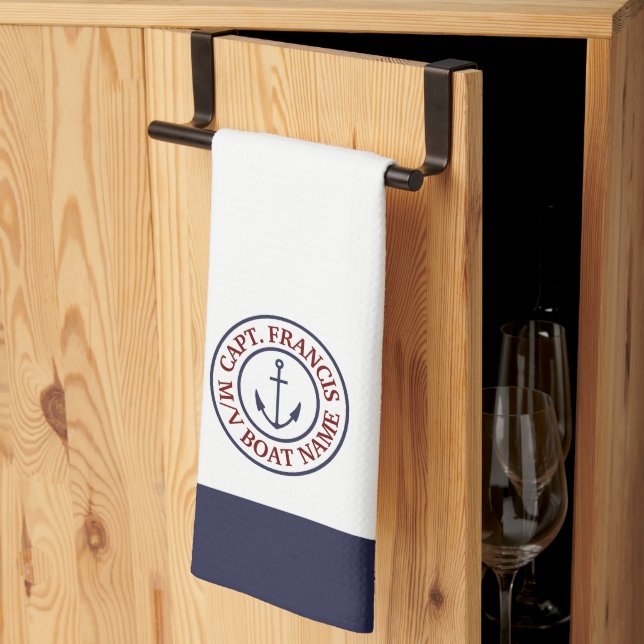 Personlig kapten Anchor Logotyp Kitchen Towel Kökshandduk (Thirds Fold)