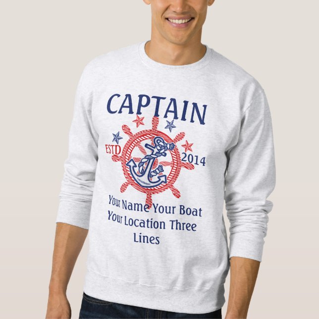 Personlig Kapten First Mate Skipper Crew Långärmad Tröja (Framsida)