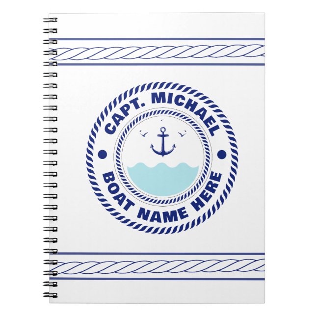 Personlig kapten Nautical Anchor Boat Namn Anteckningsbok (Framsidan)
