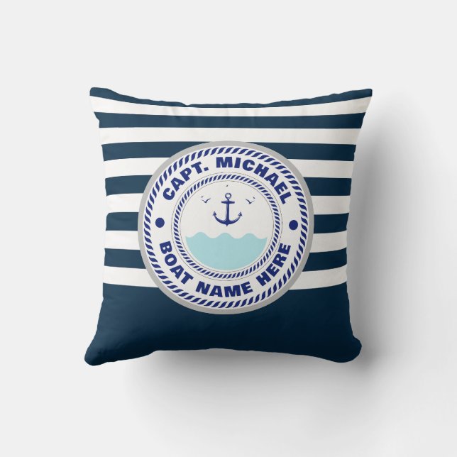 Personlig kapten Nautical Anchor Boat Namn Kudde (Baksida)