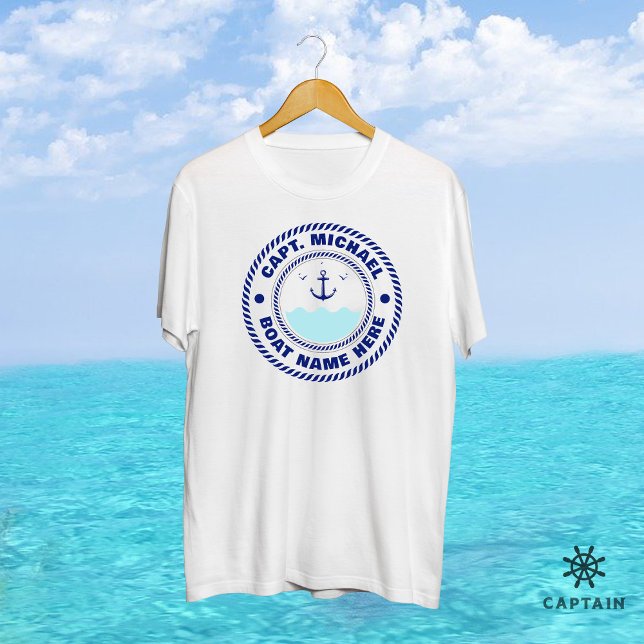 Personlig kapten Nautical Anchor Boat Namn T Shirt (Skapare uppladdad)