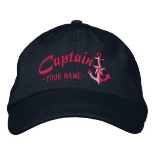 Personlig kapten Nautical Anchor Namn Fuchsia Broderad Keps