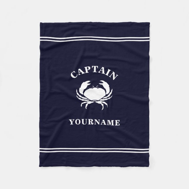 Personlig kapten Nautical Crab Fleece Blanket (Framsidan)
