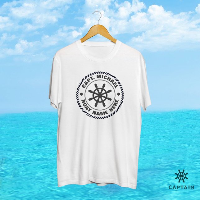Personlig Kapten Nautical Frakt Wheel Boat Namn T Shirt (Skapare uppladdad)