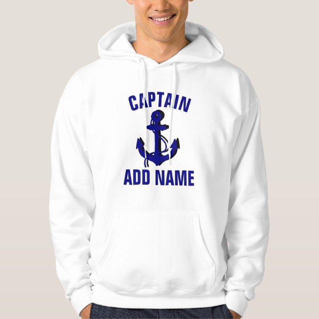 Personlig kapten över båten namn ankare Tee Hoodie (Framsida)