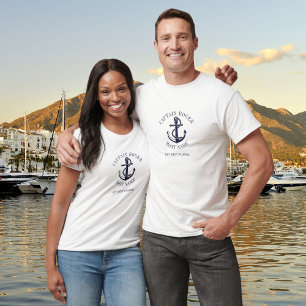 Personlig kaptens nautiska ankarbåtsnamn t shirt