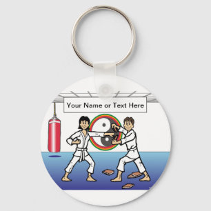Personlig Karate - Manlig och kvinnlig Tecknad Nyckelring