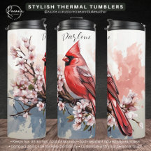 Personlig Kardinal och Blommor Termisk Tumbler