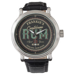 Personlig Karibiska rum Liquor Flaska-etiketten Pu Armbandsur