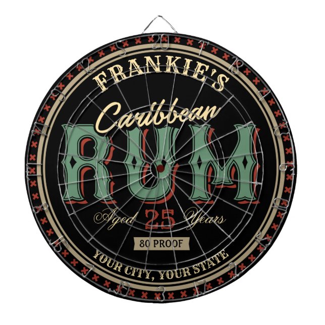 Personlig Karibiska rum Liquor Flaska-etiketten Pu Darttavla (Framsidan)
