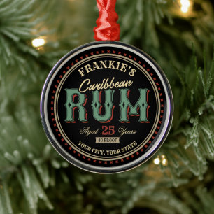 Personlig Karibiska rum Liquor Flaska-etiketten Pu Julgransprydnad Metall