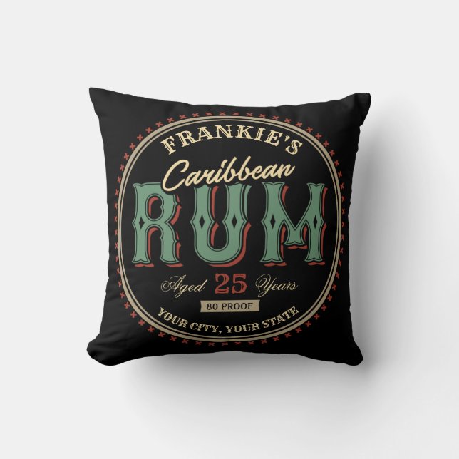 Personlig Karibiska rum Liquor Flaska-etiketten Pu Kudde (Framsida)