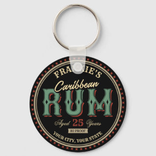 Personlig Karibiska rum Liquor Flaska-etiketten Pu Nyckelring