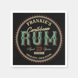 Personlig Karibiska rum Liquor Flaska-etiketten Pu Pappersservett