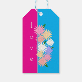 Personlig Kärlek, Blommigt konst på Shock rosa och Presentetikett