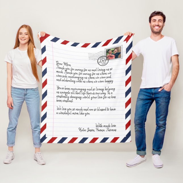 Personlig Kärlek Brev Handskriven fotopatext Fleecefilt (På plats)