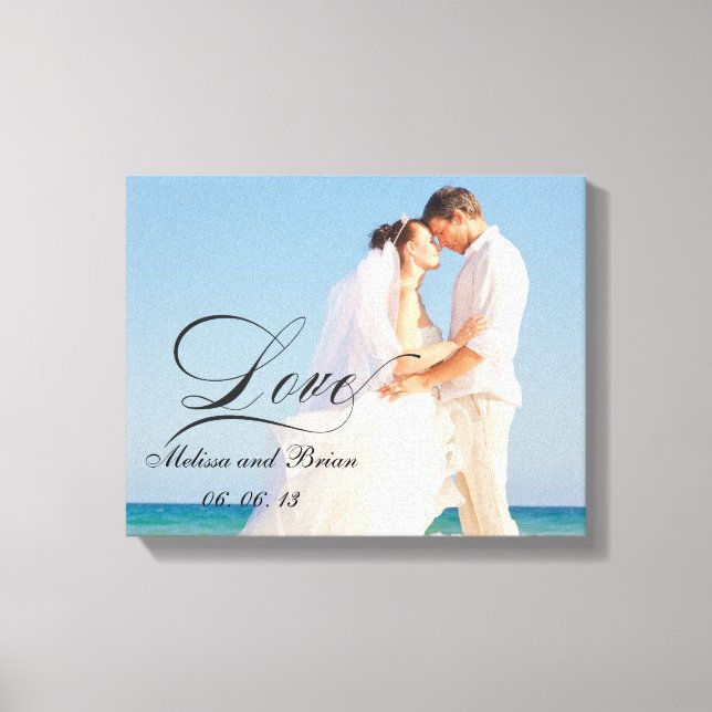 Personlig Kärlek Bröllop Porträtt Canvastryck (Framsida)