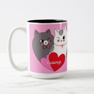 Personlig Kärlek Cats Rosa Två-Tonad Mugg