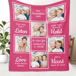 Personlig Kärlek, din mormor, unika fotokollage Fleecefilt