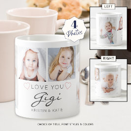 Personlig KÄRLEK DU GIGI Handwrite 4 Photo Kaffemugg