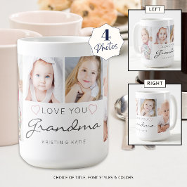 Personlig KÄRLEK DU GRANDMA 4 fotoskript Kaffemugg