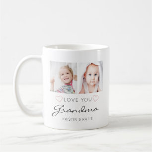 Personlig KÄRLEK DU GRANDMA Handwrite 2 Photos Kaffemugg