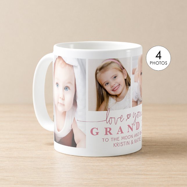Personlig KÄRLEK DU MORMOR 4 Foto-manus Kaffemugg (Skapare uppladdad)