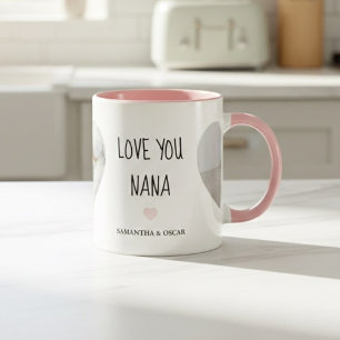 Personlig kärlek du Nana-foto   Anpassad present Två-Tonad Mugg