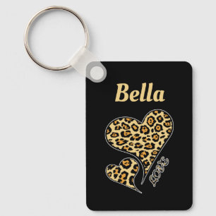 Personlig Kärlek Heart Leopard Skriv ut Retro Nyckelring