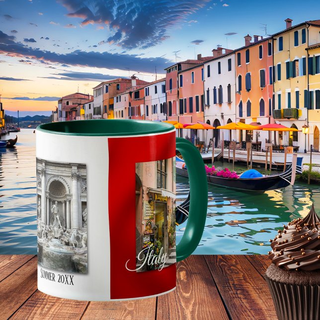 Personlig Kärlek Italien Flagga Photo Mugg (Photo mug featuring your own favorite photos framed by an image of the Italian flag)