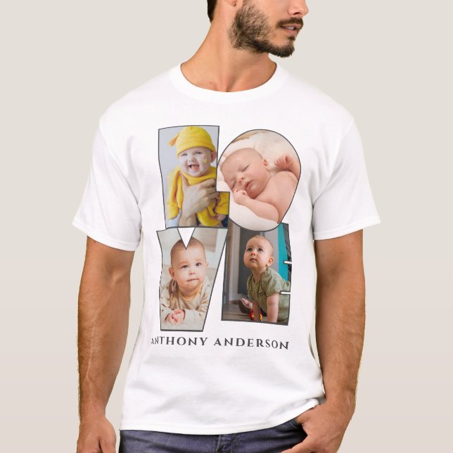 Personlig kärlek-mallens fotohjärtan och text t shirt (Framsida)