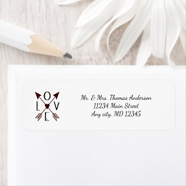 Personlig Kärlek med Arrows Bröllop-årsdagen  Returadress Etikett (Insitu)