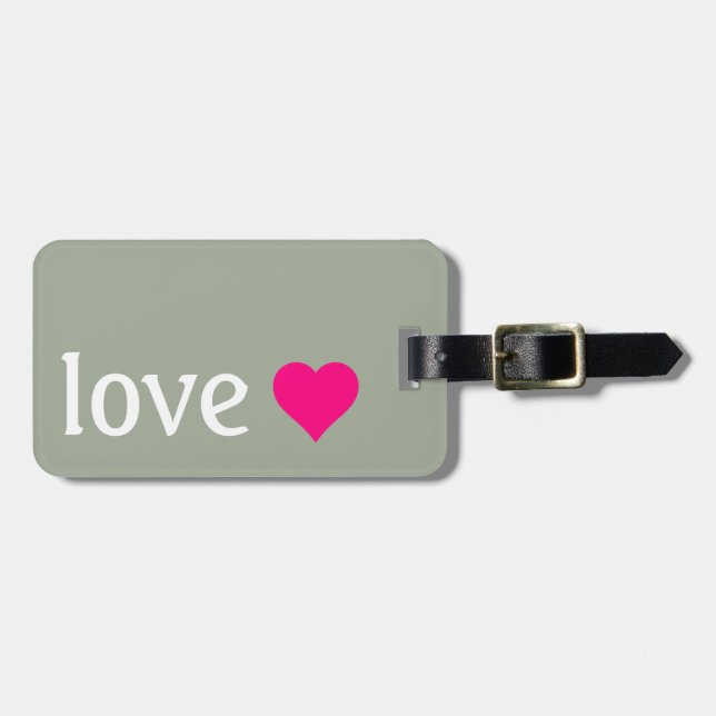 Personlig Kärlek med ett Rosa hjärta Bagagebricka (Horisontell Framsida)