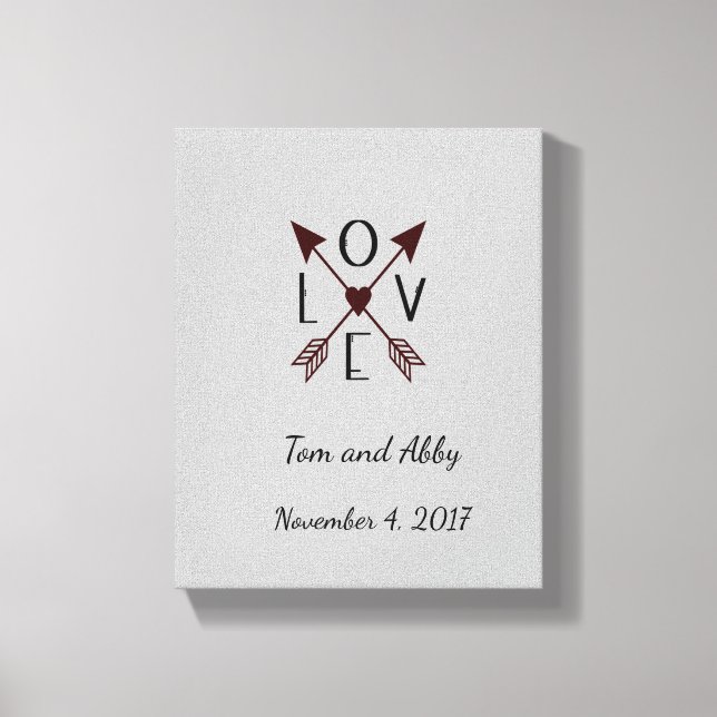 Personlig Kärlek med pilarna Bröllop Canvastryck (Framsida)