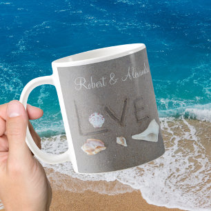 Personlig Kärlek på Stranden Skal Kaffe Mugg