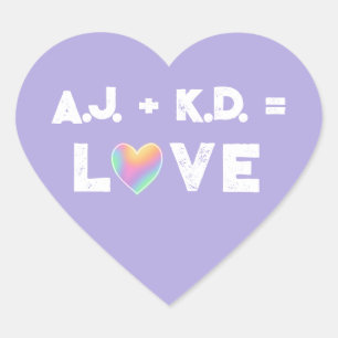 Personlig Kärlek Pastel Rainbow Heart Labels Hjärtformat Klistermärke