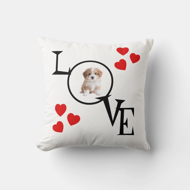 Personlig Kärlek Pillow med Hund Bild Kudde (Framsida)
