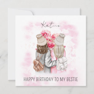 Personlig Kärlek Rosa Träd i Bestie Julkort