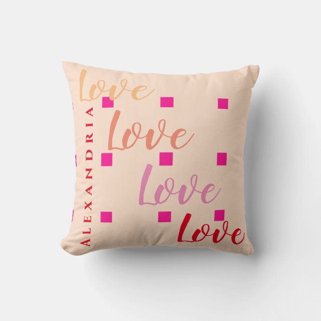 Personlig Kärlek Typografi  Rosa Kudde (Framsida)