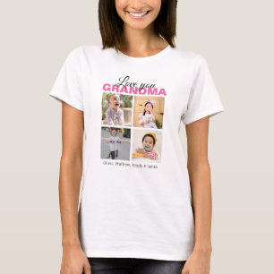 Personlig Kärlek You Grandma 4 Photo Collage T Shirt