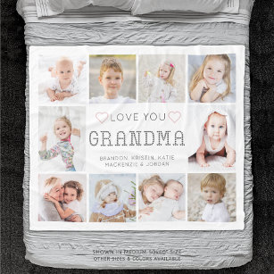 Personlig Kärlek You Grandma Hearts 10 Photo Fleecefilt