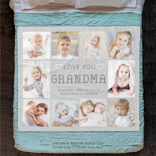 Personlig Kärlek You Grandma Hearts 10 Photo Fleecefilt