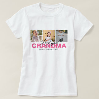 Personlig Kärlek You Grandma Photo Collage T Shirt