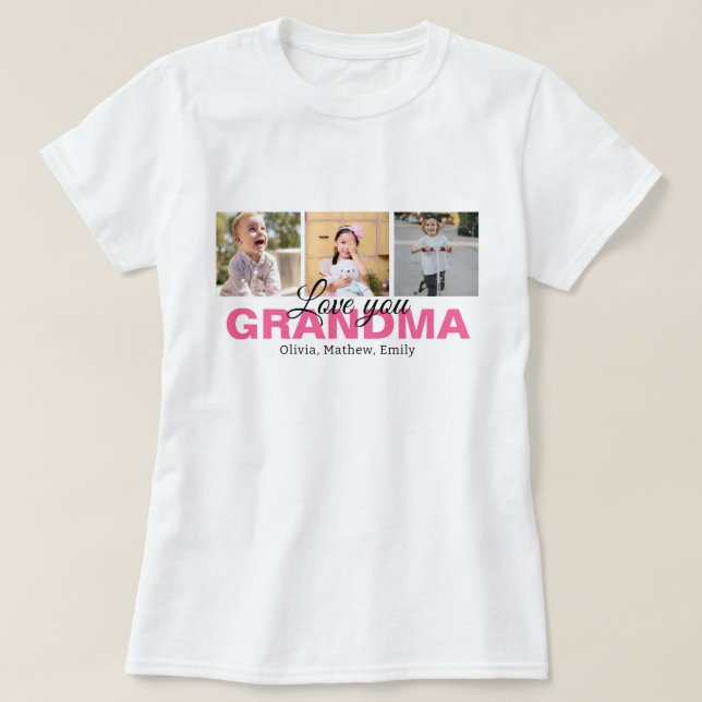 Personlig Kärlek You Grandma Photo Collage T Shirt (Design framsida)