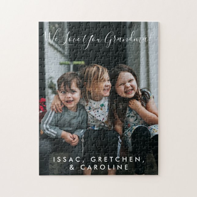 Personlig Kärlek You Grandma Photo Handskriftlig Pussel (Vertikal)