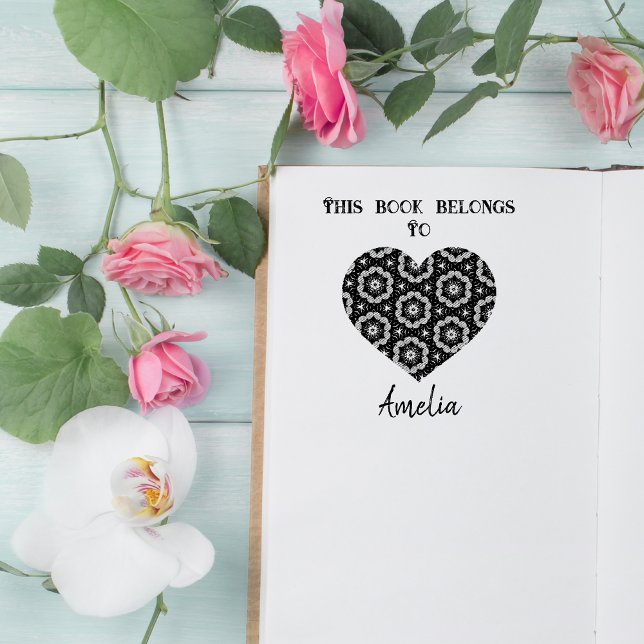 Personlig kärlekshjärtabokplåt stämpel (Show your books some love with a cute personalised love heart bookplate stamp)