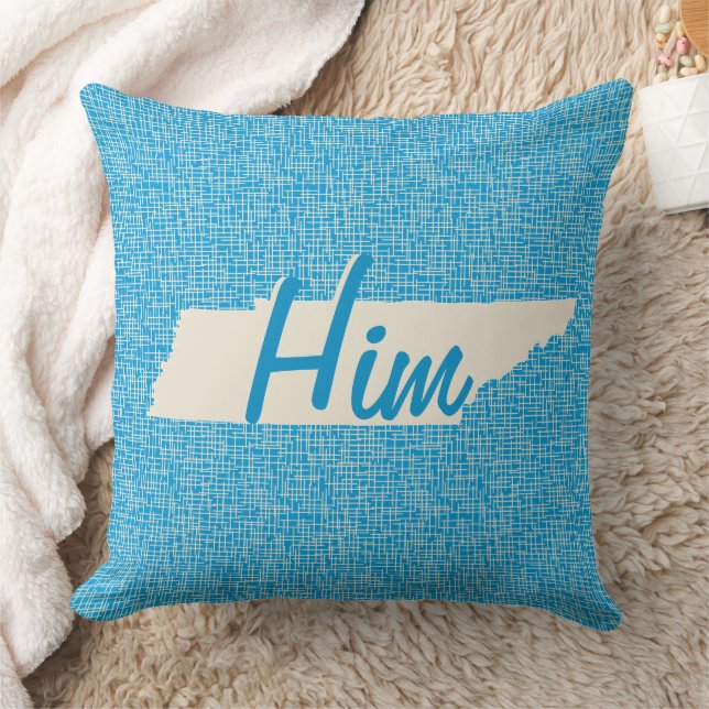 Personlig Karta i Tennessee Blue Pillow Kudde (Filt)