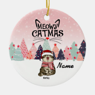 Personlig Kat-julprydnad, Meowy Julafton Ce Julgransprydnad Keramik